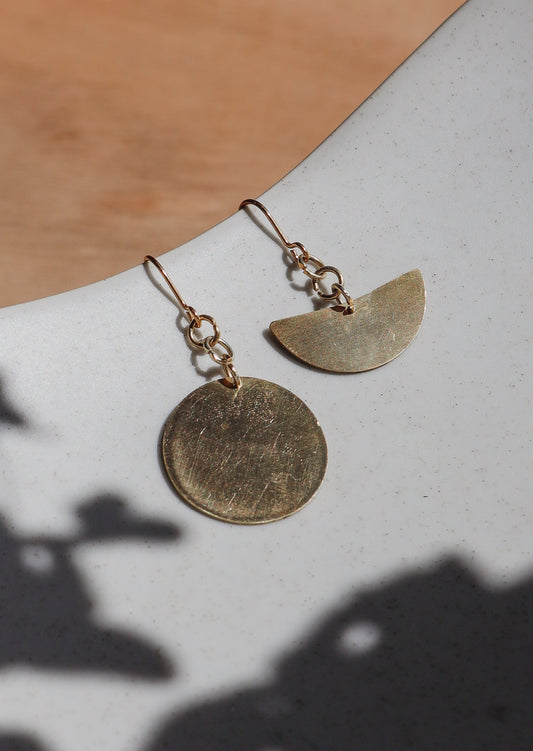 Moon / Half Moon Brass Earrings