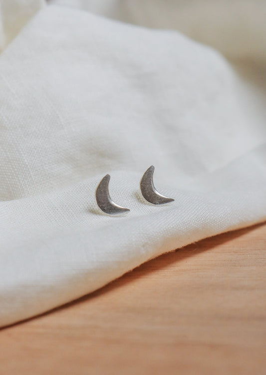 Crescent Silver Studs
