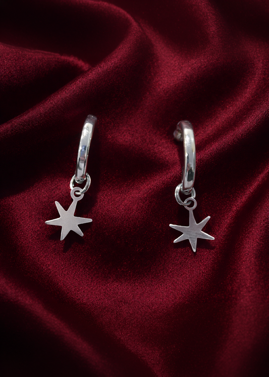 Star Charm Huggie Hoops