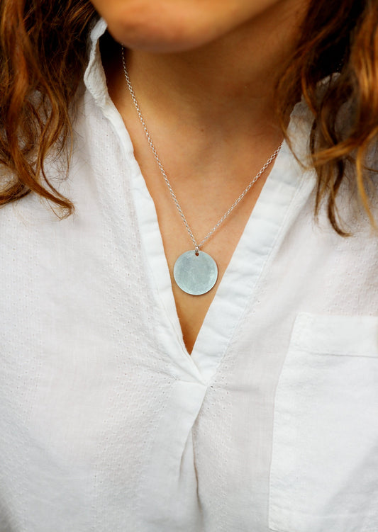 Luna Disc Silver Necklace